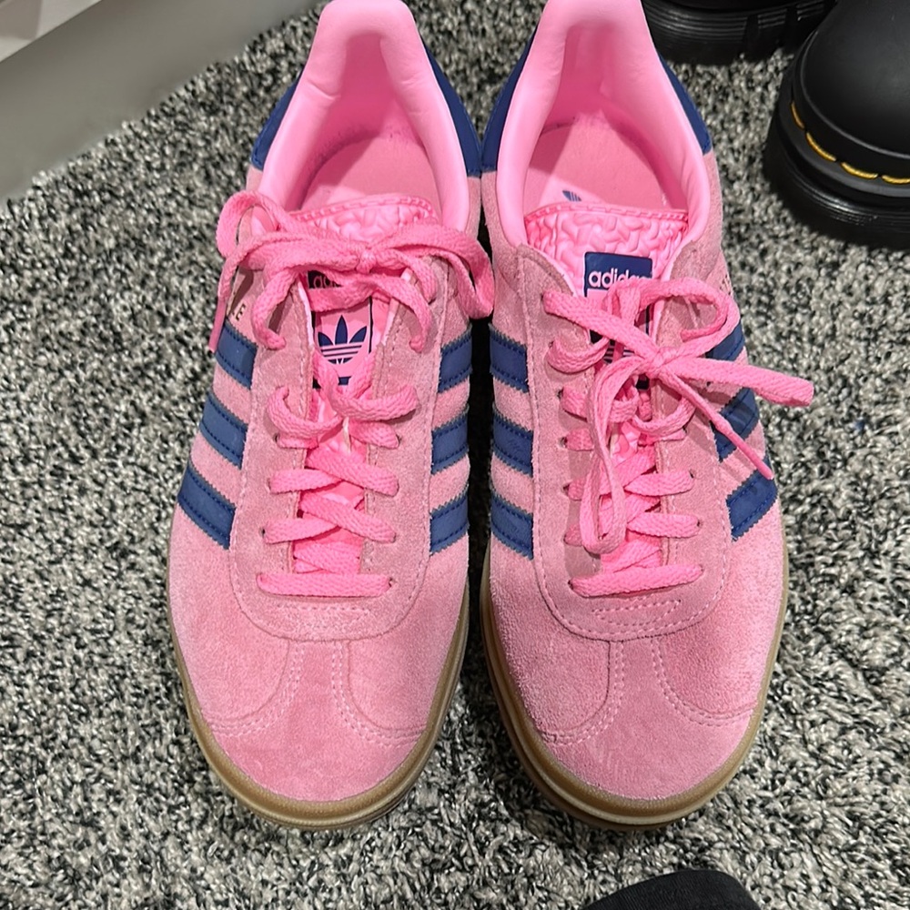 Adidas Pink and Blue Athletic Shoes with Suede Upper